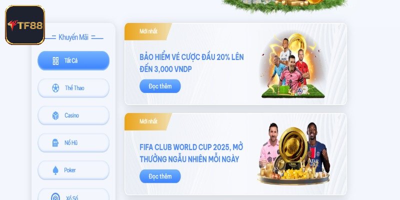 Tìm hiểu khuyến mãi TF88